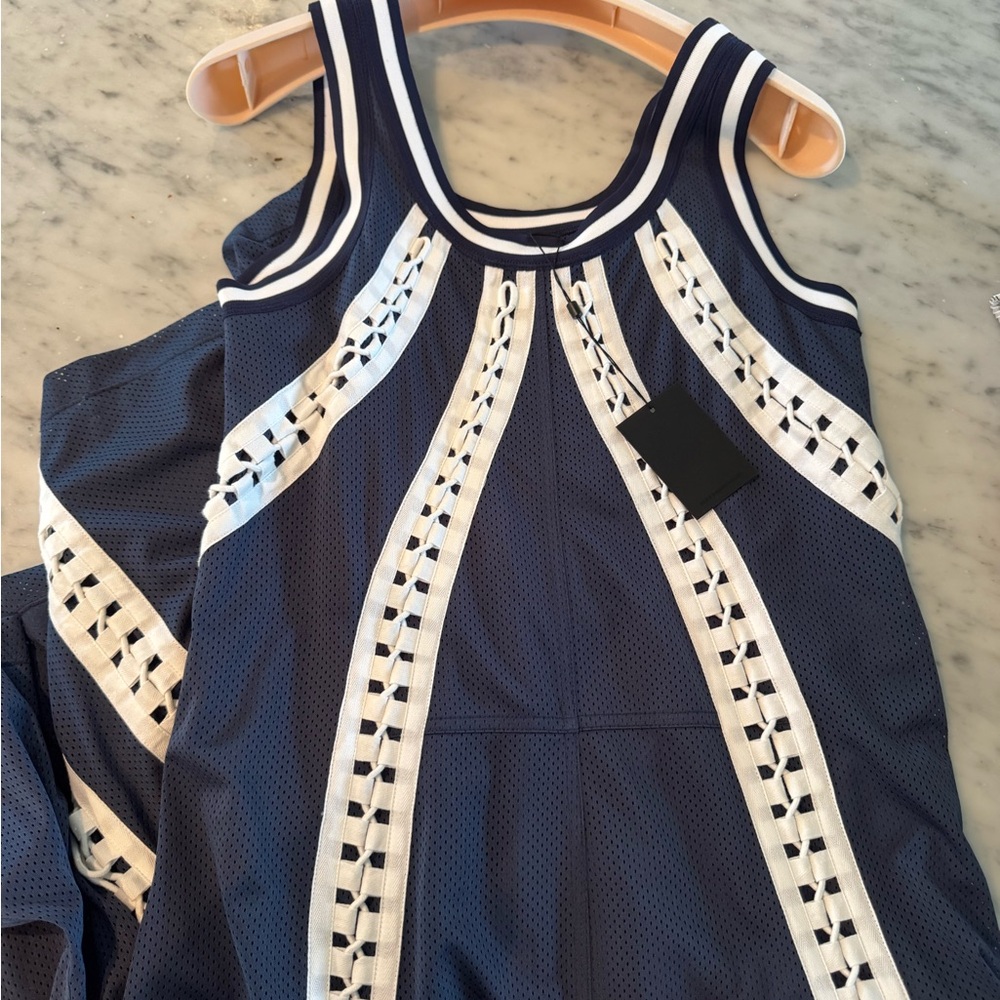 Alexander Wang Chic Navy and White Sleeveless Dress